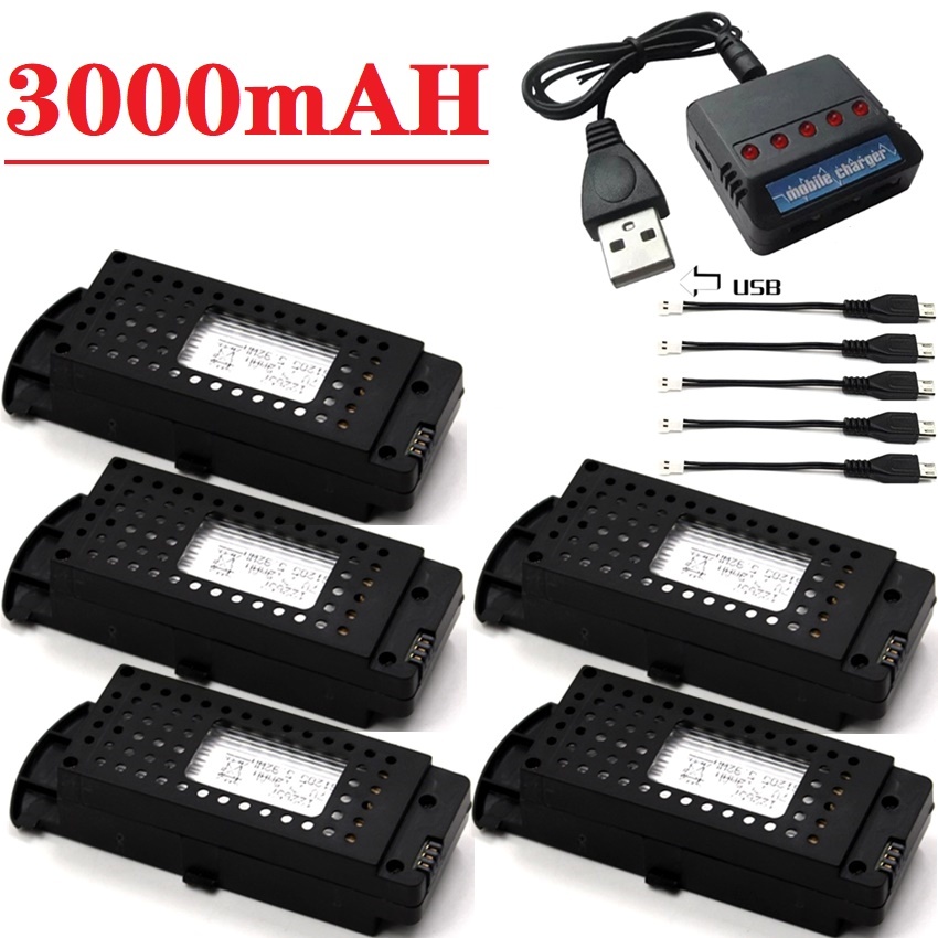Drone Battery Li-Ion - Batería para Drones Q6, 3.7V 3000mAh,