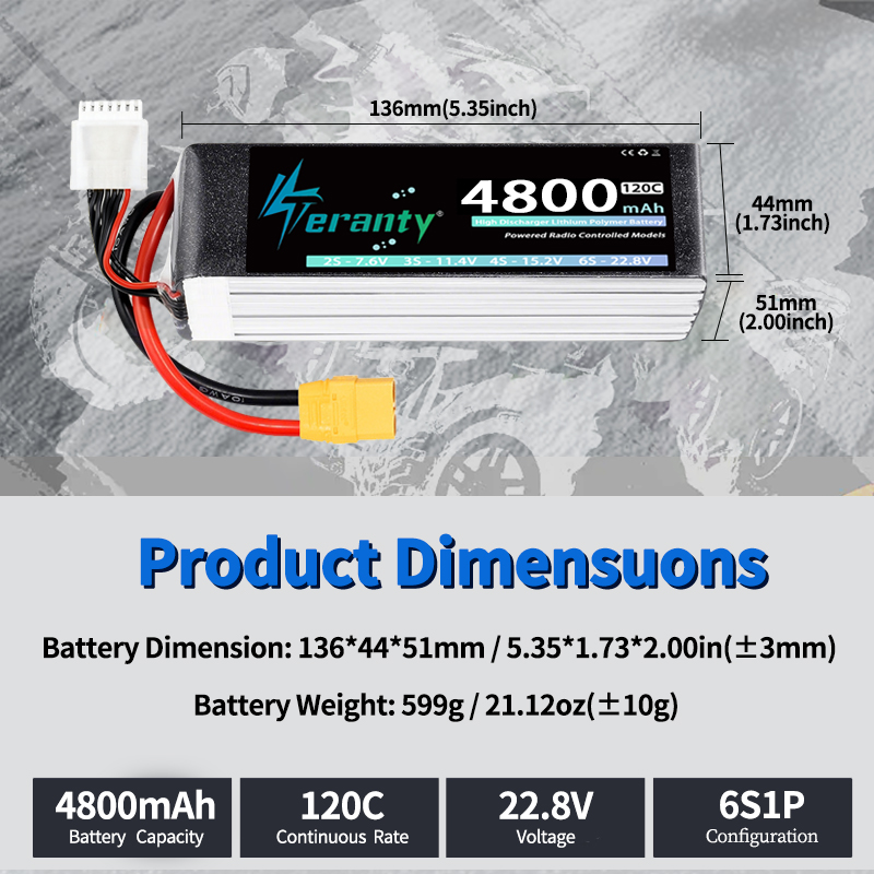Batería Lipo TERANTY 6S 4800mA - Drone Battery Plate reseña y precio