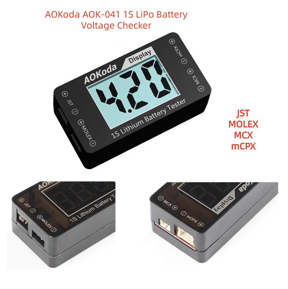 AOKoda AOK-041 1S LiPo probado - Drone Battery Voltage Checker reseña y precio