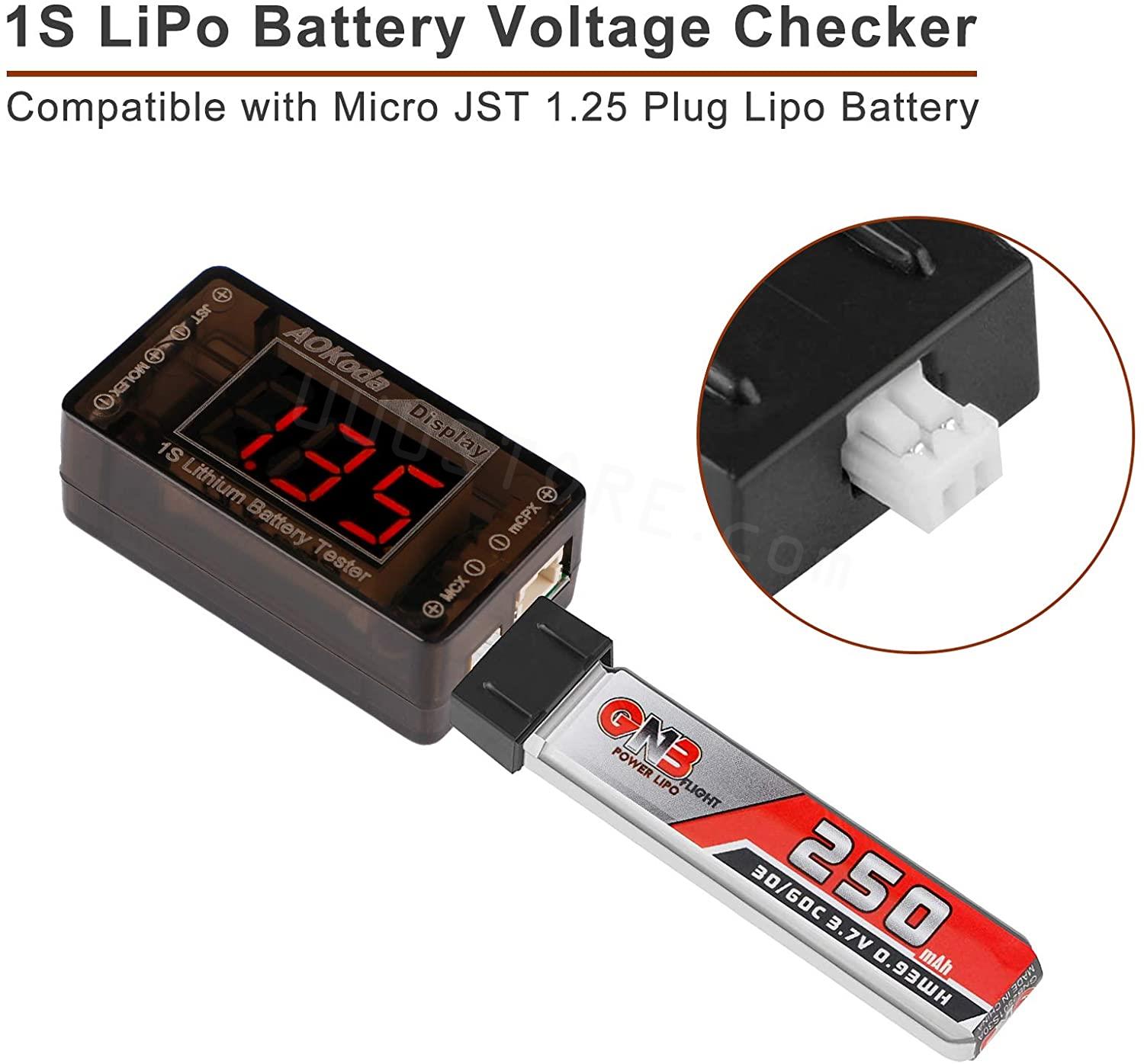AOKoda AOK-041 1S LiPo probado - Drone Battery Voltage Checker reseña y precio