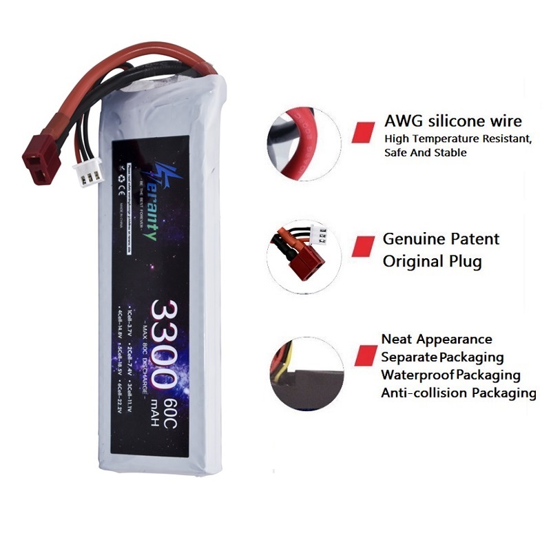 Batería LiPo 2S 7,4 V 3300mAh  - Drone Battery Connector reseña y precio