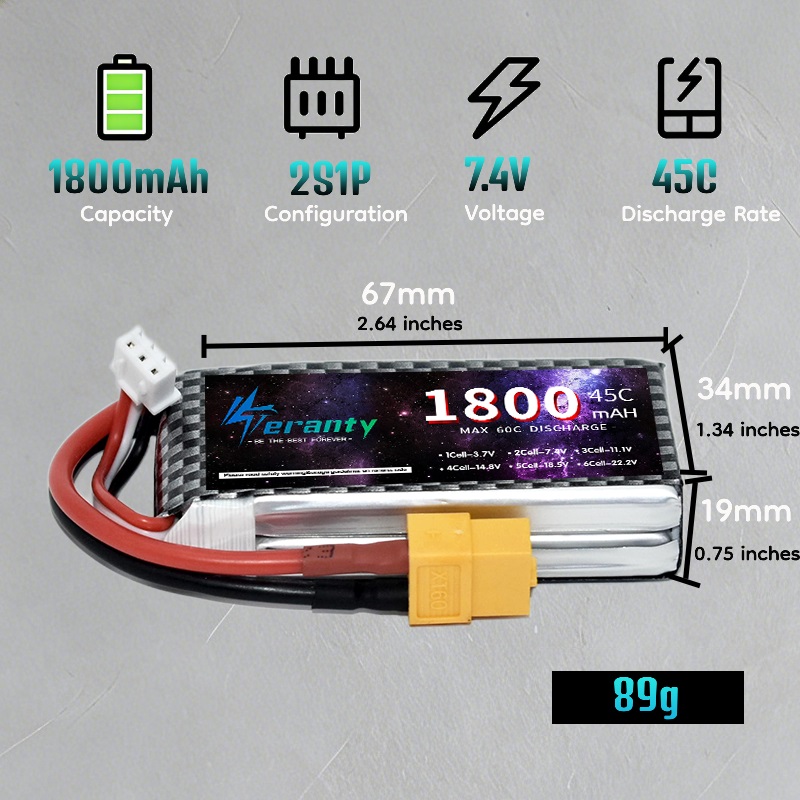 Batería Lipo TERANTY 2S 3S 4S  - Drone Battery 4S reseña y precio