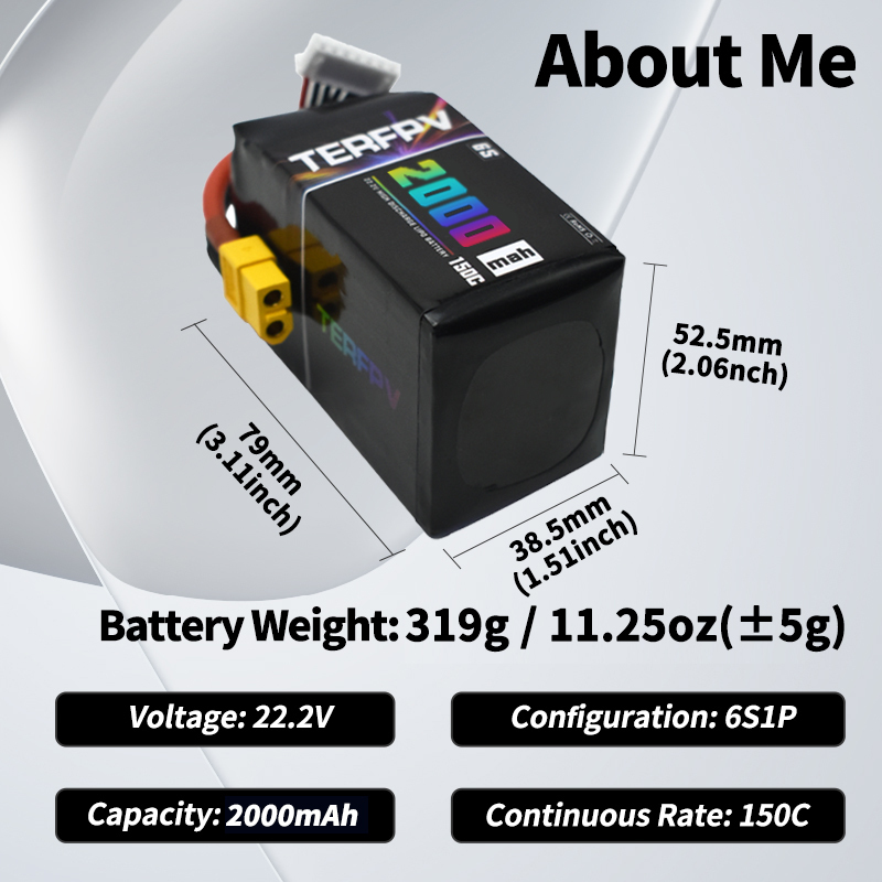 TERFPV 6S 22,2 V 2000mAh 150C/ - Drone Battery Plate reseña y precio