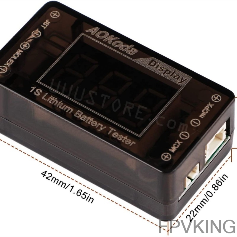 AOKoda AOK-041 1S LiPo probado - Drone Battery Voltage Checker reseña y precio
